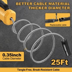 New 21V Electric Drain Auger Auto-Feed 25ft Plumbing Snake for 3/4&Prime;-3.55&Prime; Pipes