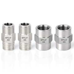 TAISHER 4PCS 304 Stainless Steel Pipe Fitting, Hex Nipple, 1/4&Prime; NPT, Silver