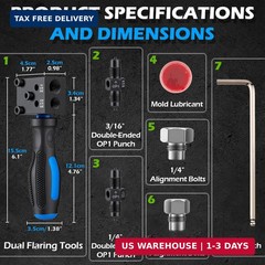 Brake Line Flaring Tool Kit 7-Piece, 3/16&Prime; 1/4&Prime; SAE Double & Bubble Flare Tool,