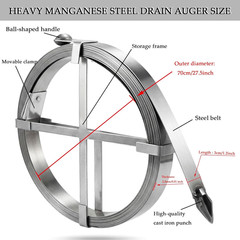 Heavy Duty Manual Drain Snake, 49.2Ft/15M Manganese Steel Drain Auger, 1.18Inch
