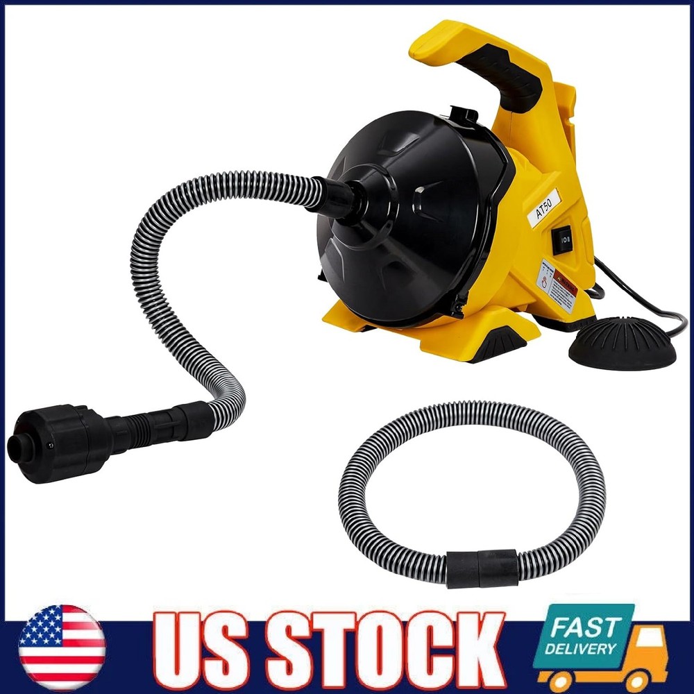 30Ft x 3/10 In Drain Cleaner Machine ,Auto-feed Electric Sewer Auger Snake Pipe