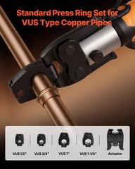 VEVOR 5PCS ProPress Pressing Kit 4PCS Press Rings 1/2&Prime; to 1-1/4&Prime; & R8 Actuator