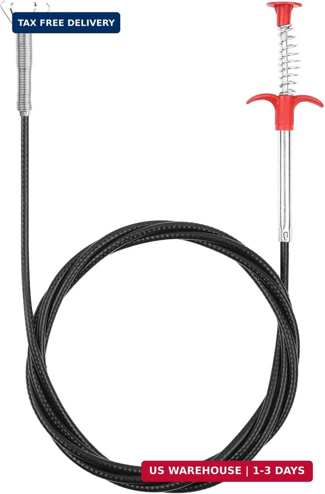 Drain Snake Auger with 4-Claw Grabber, Manual Sink Unclogger Tool, Flexible Cabl