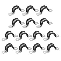 14Pcs 25mm(1&Prime;) Stainless Steel Rubber 2 Hole U-Tube Strap Clamp, Black