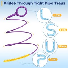 35Inch Metal Drain Snake Hair Clog Remover, Reusable Sink Snake Drain Hair Re&hellip;