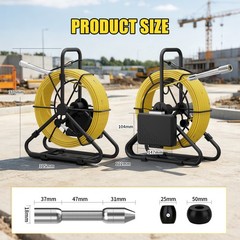 50M Sewer Pipe Inspection Camera 5&Prime; Monitor Drain Endoscope 18mm Video Camera