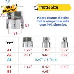 3 Pcs PVC Pipe Threader Kit Integrated Internal & External Pipe Thread Cutting T