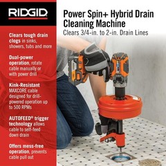 Manual or Drill-Powered Drain Cleaner &ndash; 25 ft. Cable