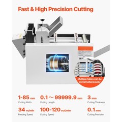 Automatic Tube Cutter for Heat Shrink, Cable, 1 &ndash; 85mm Width, 0.1 &ndash; 99999.9mm