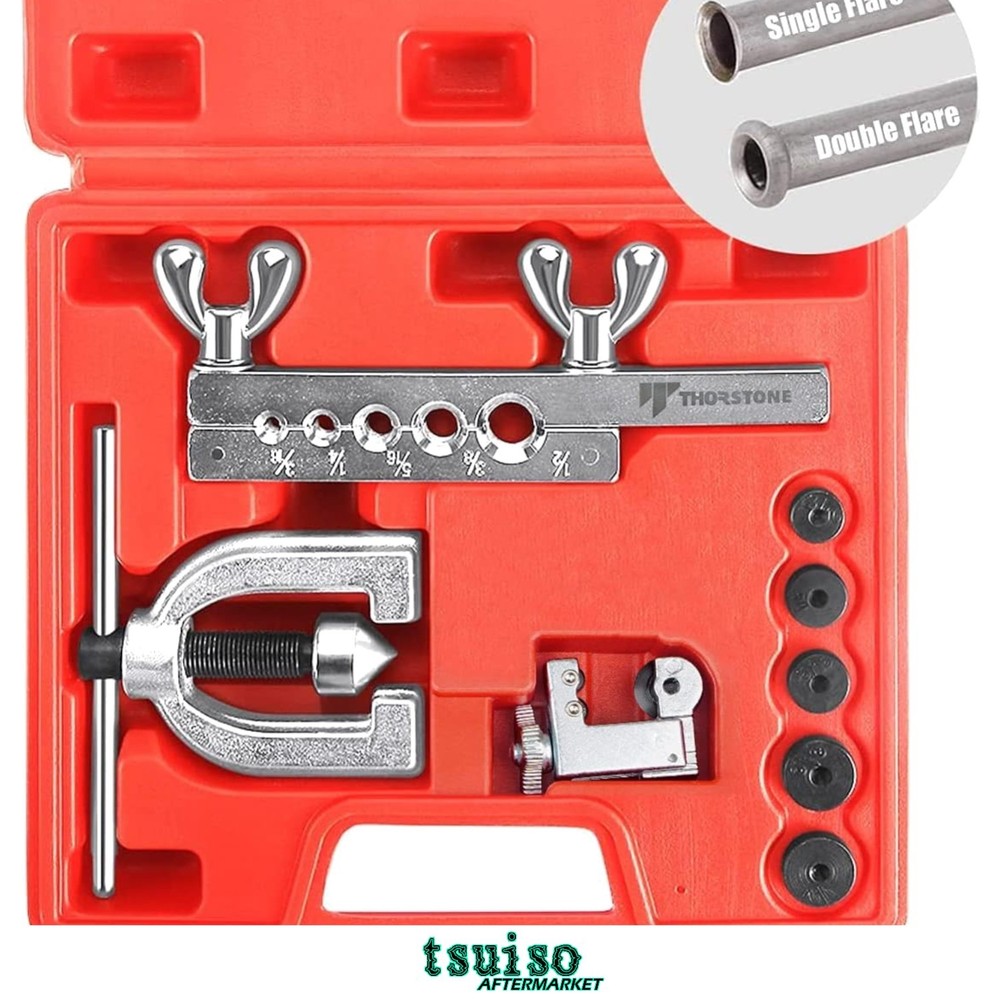 Double & Single Flaring Tool Set in Compact Case &ndash; 5 Adapters Included