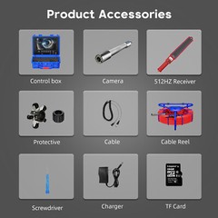 9&Prime; 50m Sewer Pipe Inspection Camera w/ 512hz Locator Meter Counter Self Leveling