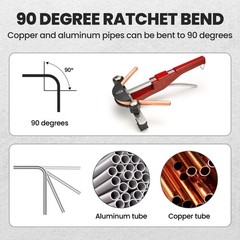 Pipe Tube Bender HVAC Refrigeration Ratchet Bending Heads Supports Tool Kit Set