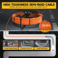100Ft Sewer Camera with 7&Prime; HD Screen, DVR, Audio, IP68 Waterproof, 32GB Card