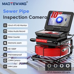 Sewer Drain Inspection Camera Pipe Endoscope 30M Meter Counter 10&Prime; Video Camera