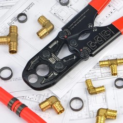 1/2 and 3/4-inch Combo Pex Pipe Crimping Tool for Copper Ring with Gau&hellip;