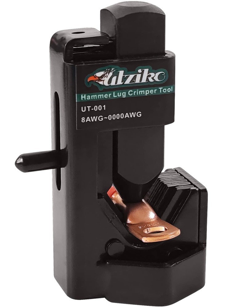 UTZIKO Hammer Lug Crimper Tool for 8 AWG &ndash; 0000 3.75 inches, Black