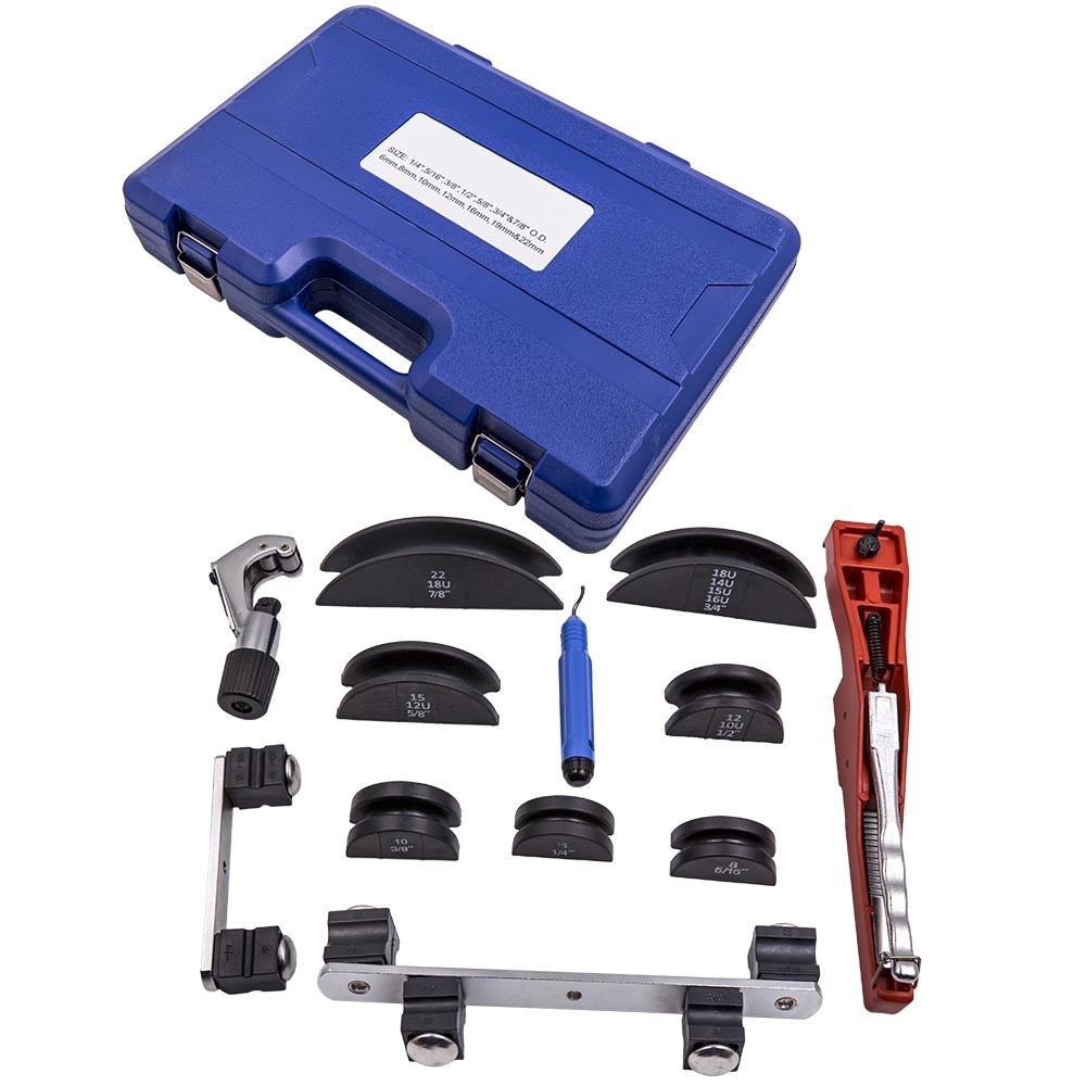 HVAC Ratcheting Pipe Tube Bender Tool Kit 1/2&rdquo; 1/4&Prime;-7/8&Prime; 90 Bending 7 Dies Set