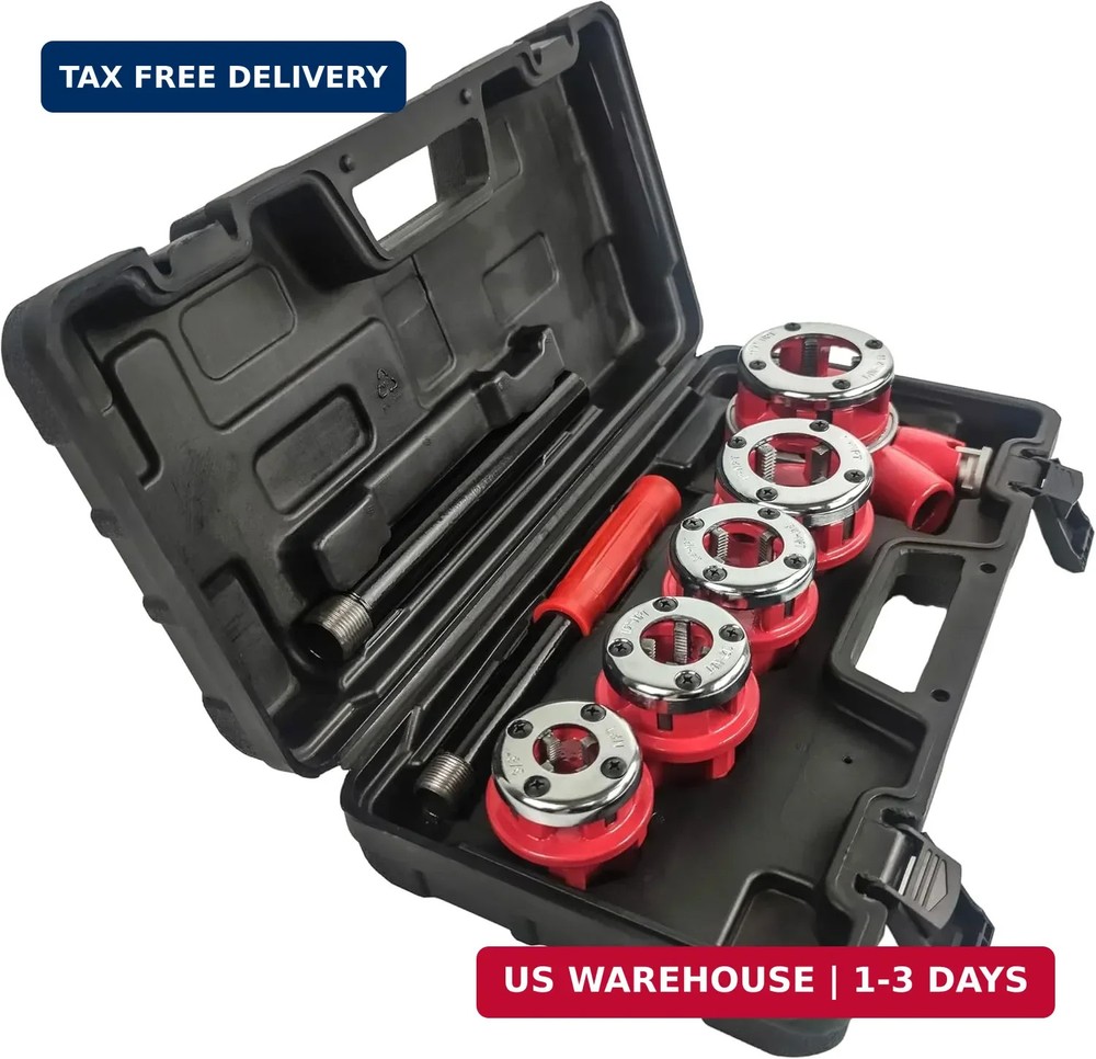 TEXALAN(R) Ratchet Pipe Threader Kit Ratcheting Pipe Threading Tool Set 5 Dies(3
