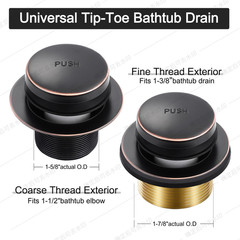 Oil Rubbed Bronze Bathtub Drain Tip-Toe Tub Trim Set with