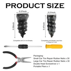 Screw in Tire Plugs 60PCS Heavy-Duty Kit &ndash; 30 Large & 30 Small for Car, Truck