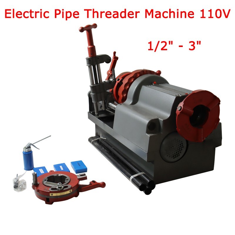 PreAsion Electric Pipe Threader Machine 110V Power Pipe Threading Cutter 1/2&Prime;-3&Prime;