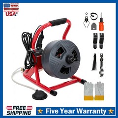 Drain Cleaner Machine 50 FT x 5/16 Inch Drain Auger Sewer Snake with 6 Cutters