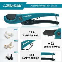 Libraton PEX Pipe Cutter 0-31mm 1.25&Prime; Cuts PVC PPR PE Tubing SK4 Blade