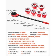 Uimoso Ratchet Pipe Threader Kit with 6 Dies, 1/2&Prime; NPT to 2&Prime; NPT