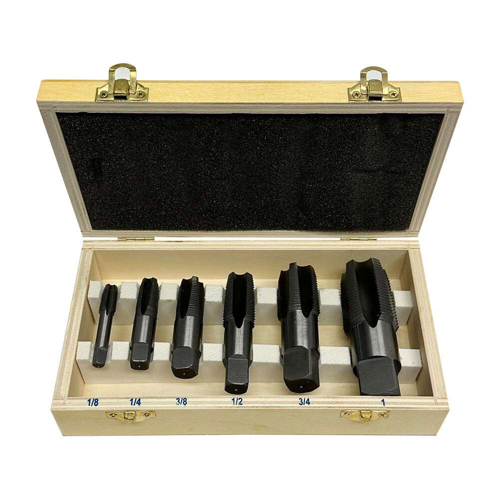 6 Pc Carbon Steel NPT Pipe Tap Set 1/8&Prime;,1/4&Prime;,3/8&Prime;,1/2&Prime;,3/4&Prime;,1&Prime; Size Threader Set
