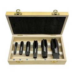 6 Pc Carbon Steel NPT Pipe Tap Set 1/8&Prime;,1/4&Prime;,3/8&Prime;,1/2&Prime;,3/4&Prime;,1&Prime; Size Threader Set