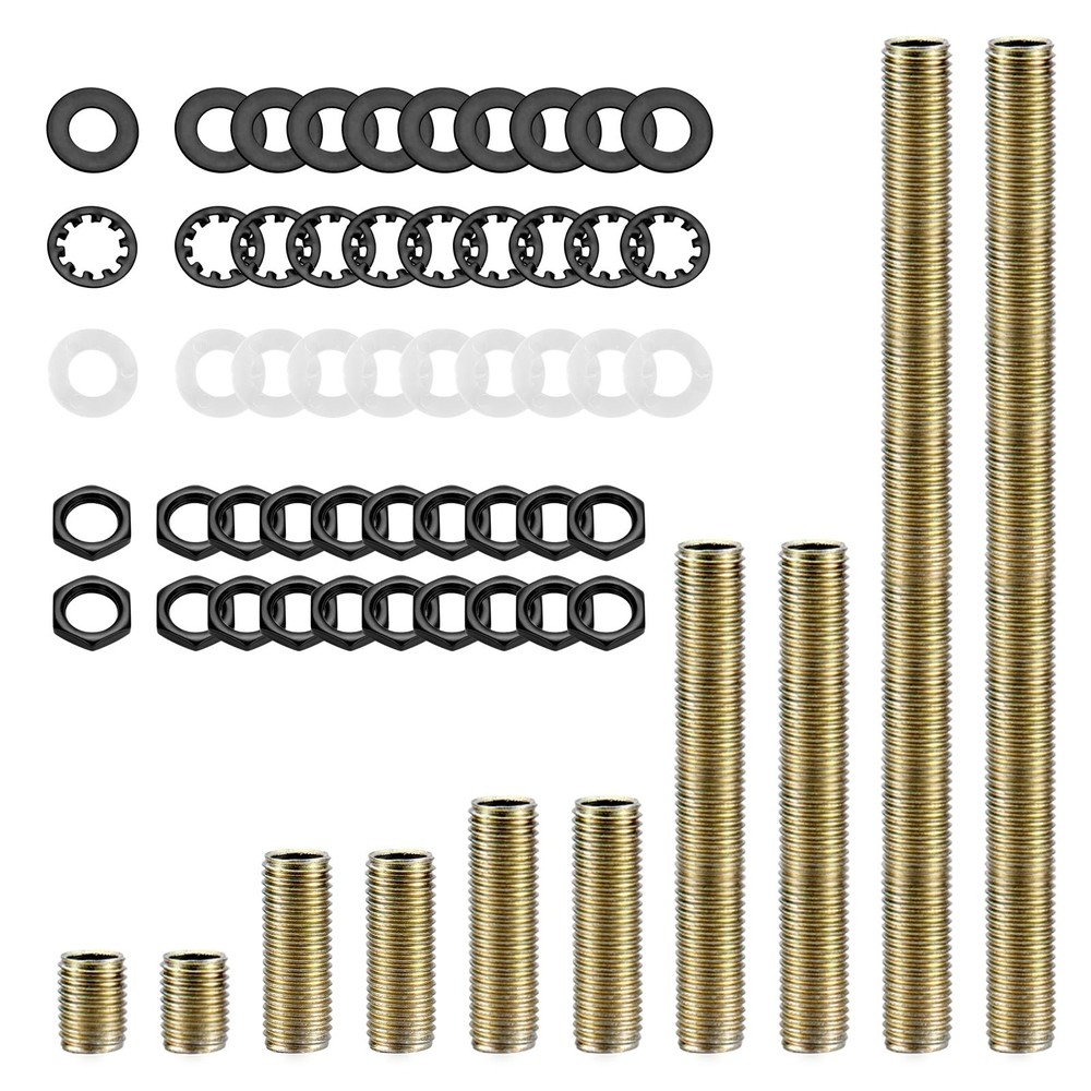 Lamp Repair Hardware Kit-5 Size Thread Pipe Nipples,20 One Size, Black
