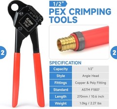 IWS-1807CN PEX Crimping Tool Kit with PEX Crimpers, PEX Tubing Cutter, Copper Ri