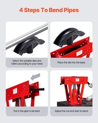 VEVOR Hydraulic Pipe Bender 16 Ton Manual Pipe Bending Tool with 8 Dies