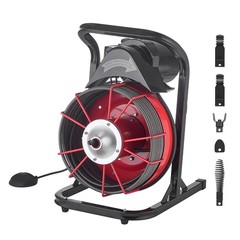 Drain Cleaner Machine Drain Auger 75FT x 1/2 Inch Manual Feed & 4 Cutters