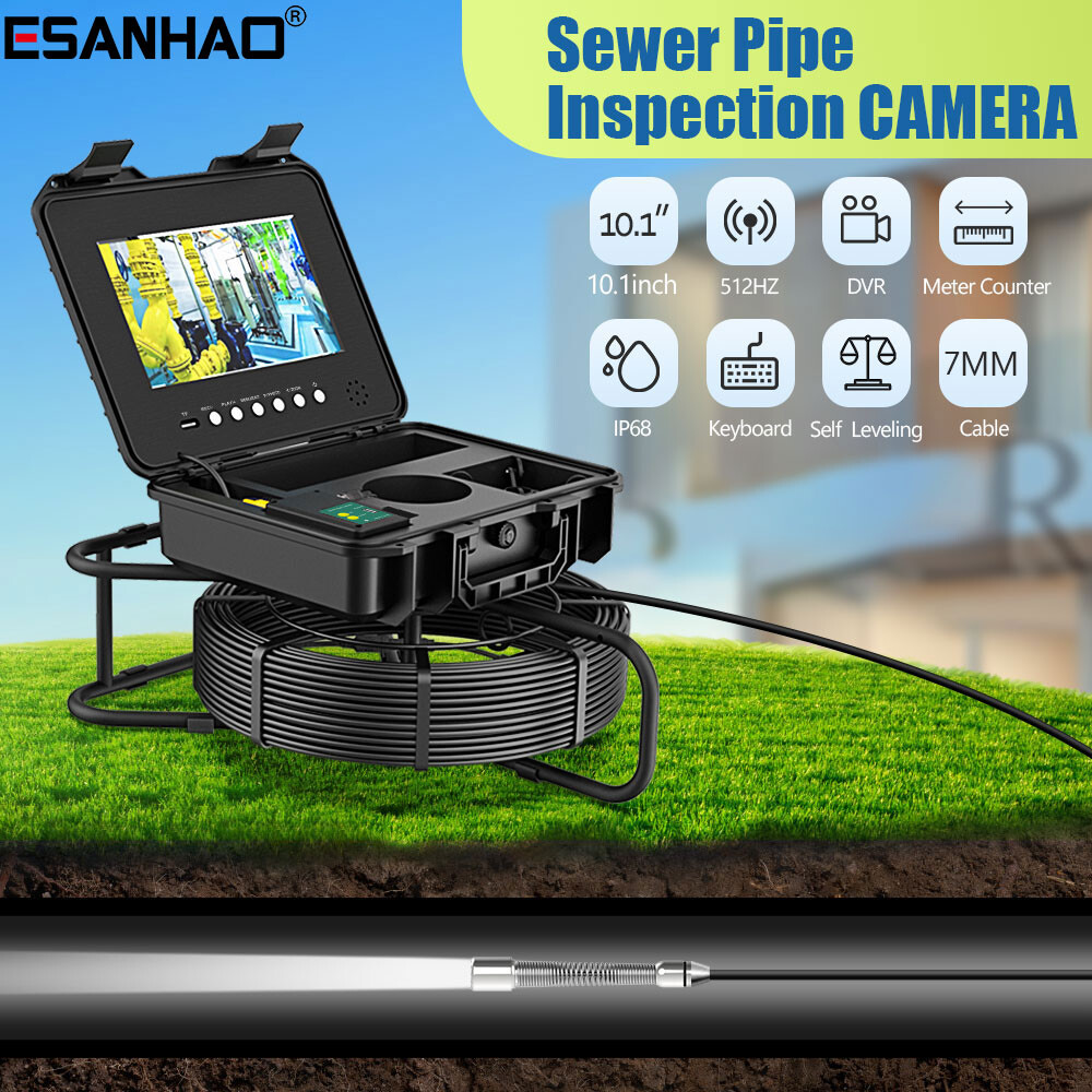 10.1&Prime; 70M Pipe Inspection Camera with 512hz Locator Meter Counter Self-leveling
