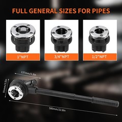 Portable Pipe Threader Kit &ndash; Ratchet Tool Set with 3 NPT Dies & Storage Case for