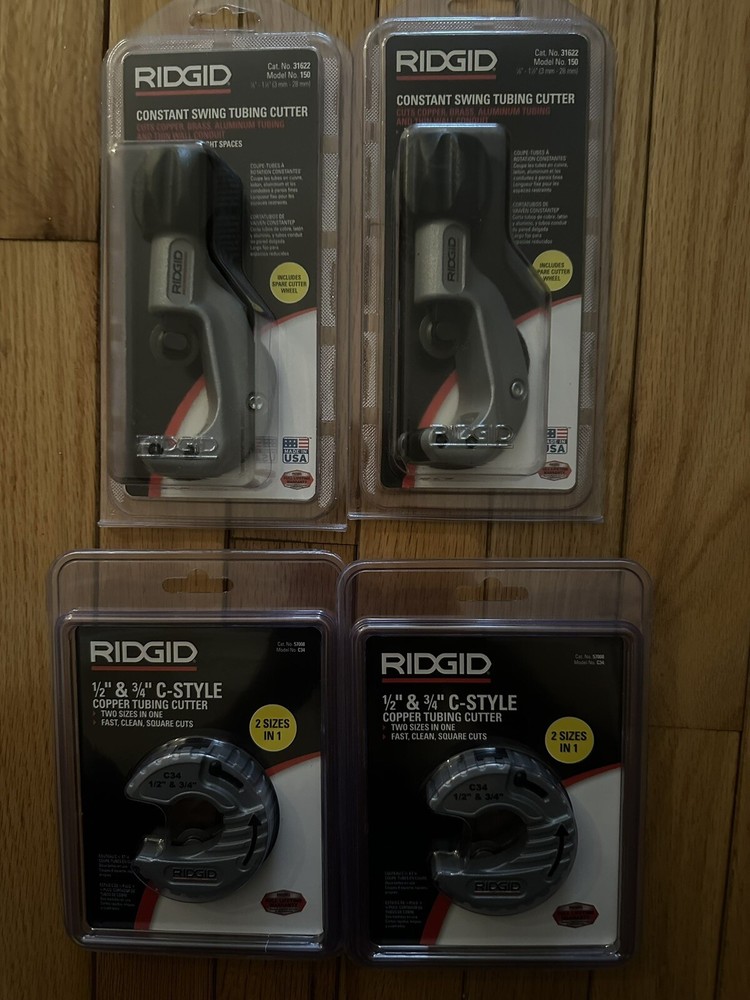 2 RIDGID C-STYLE CUTTERS 57008 & 2 SWING CUTTERS 31622