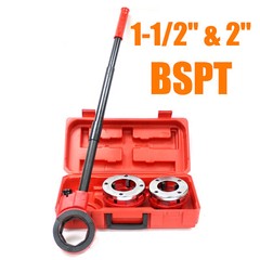 2pc BSPT PLUMBING HAND RATCHET PIPE THREADER 1-1/2&Prime; & 2&Prime; DIE HEAD ALLOY DIES