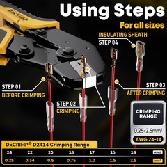 Crimping Tool Kit, 14-Type Open Spade & Quick-Disconnect Connector Set (2.8/3.9/