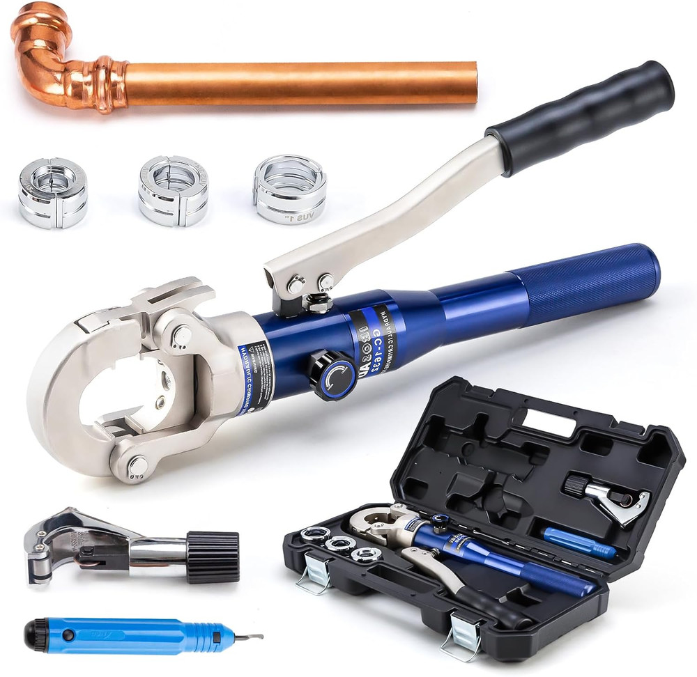 IBOSAD Copper Tube Fittings Hydraulic Pipe Crimping Tool with 1/2&Prime;,3/4&Prime; and 1&Prime; J