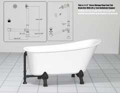Artiwell Vintage Claw Foot Tub Drain Kit with Lift and Turn Bath Matte Black