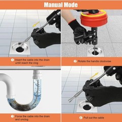 Drain Auger 25ft 1/4in Drum Plumbing Drain Snake Clog Remover Autofeed