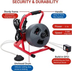 🔥Drain Cleaner Machine 50Ft x 5/16 Inch, Electric Drain Auger Professional, Foo