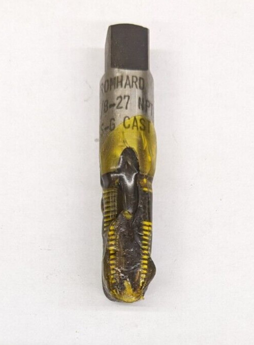 Kromhard 1/8&Prime;-27 NPTF Pipe Tap HSS G Nitride Treatment for Cast Iron 7/16 SH USA