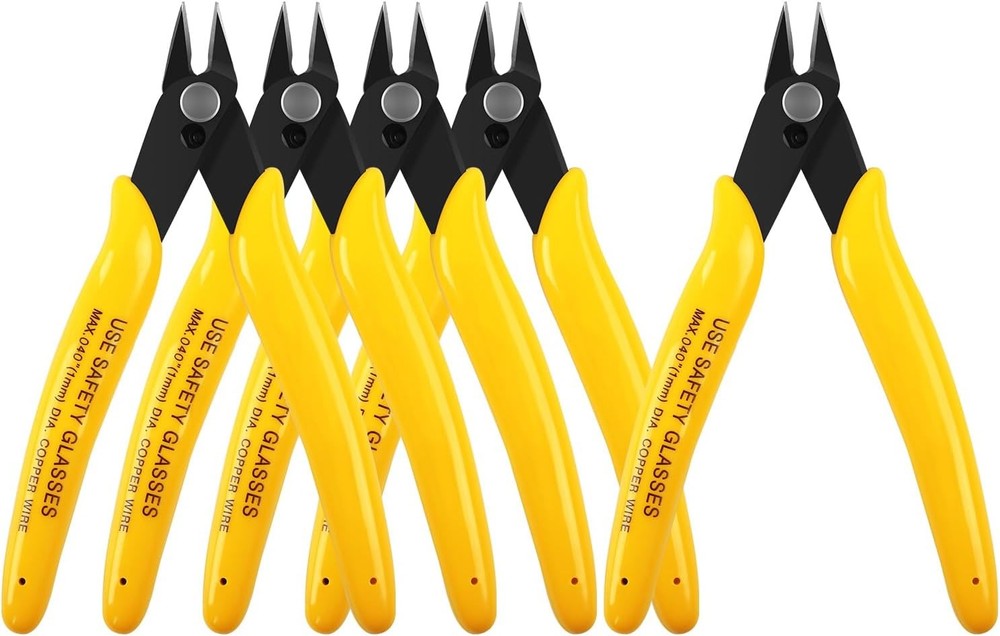 5 Micro Flush Cutters Set, Diagonal Wire Cutters with Internal Spring, 5-Inch, Y