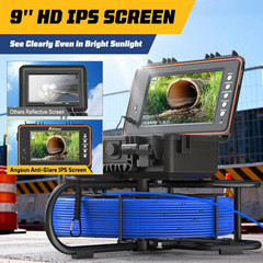 Self-Leveling Sewer Camera with 9&Prime; Screen & 100ft Cable for Pipe Inspection