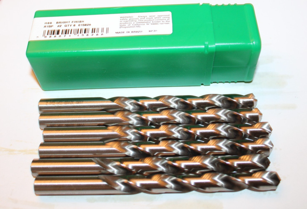 PRECISION TWIST DRILL 015626 #Z HSS JOBBER DRILL BIT 5 3/8&Prime;L &ndash; QTY OF 6 &ndash; NEW