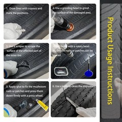 Tire Repair Patch Tools Complete Kit &ndash; 42mm Steel Buffing Wheel, HSS Drill Bi&hellip;