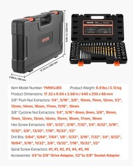 VEVOR Screw Extractor Set with Drill Bits Easy Out Nut Bolt Extractors 65 Pieces