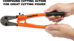 Greatneck BC12 Bolt Cutters, 12 Inch | Cut Chain Link, Wire, Nails, Bolts, Barb